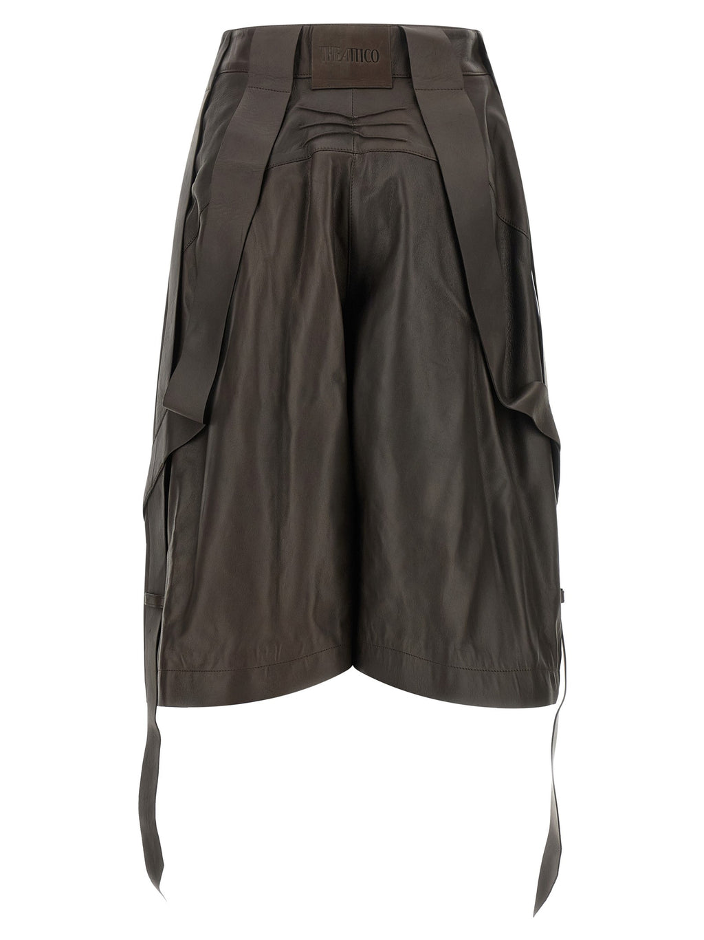 Brown leather bermuda shorts 2