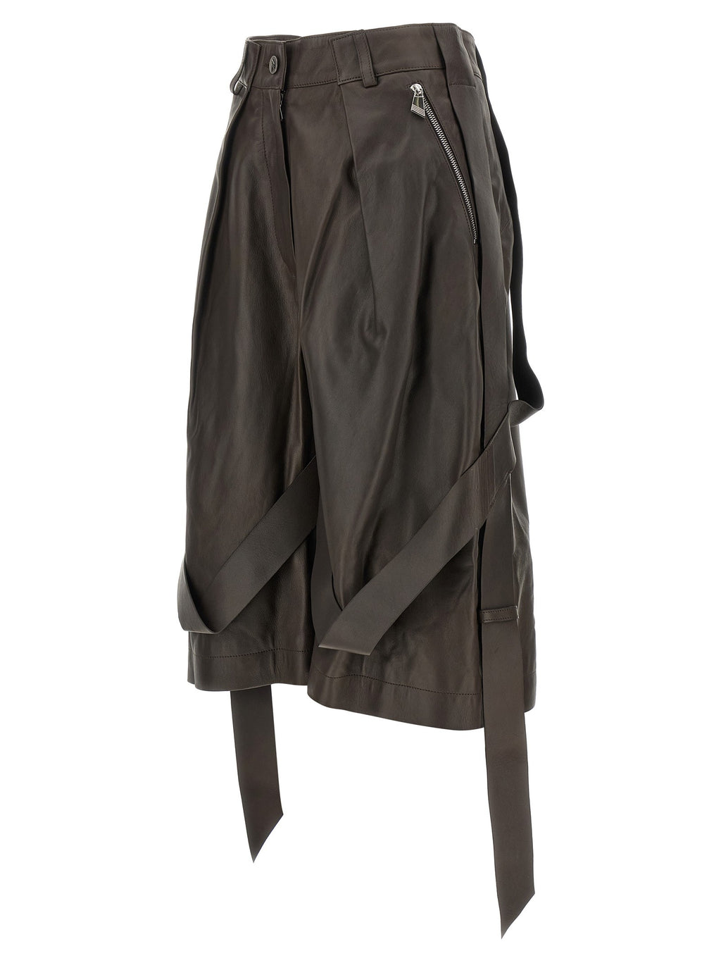 Brown leather bermuda shorts 3
