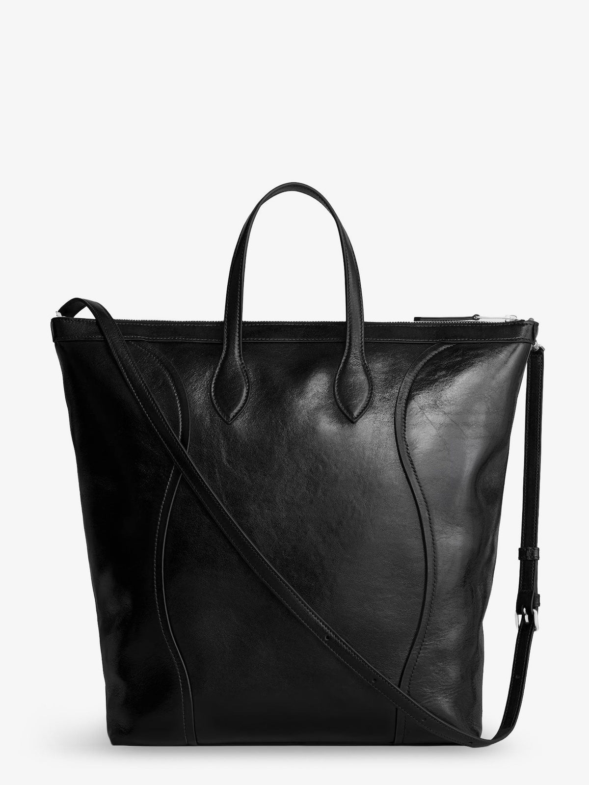 Cabas leather shopping bag with front logo 2