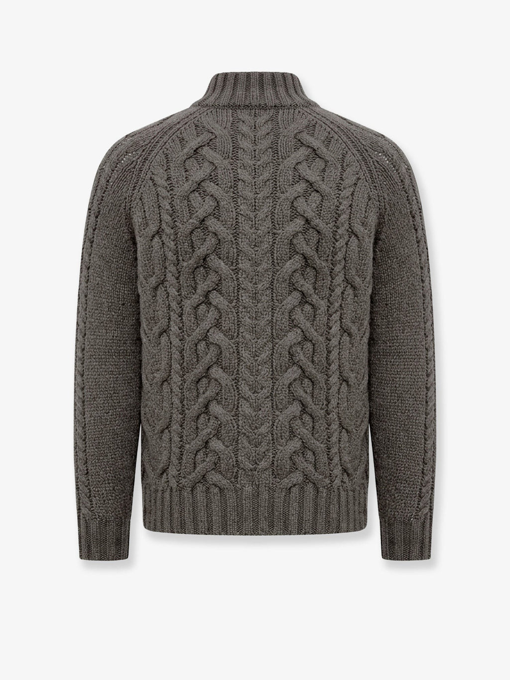 Cable knit cardigan with zip in cashmere 2