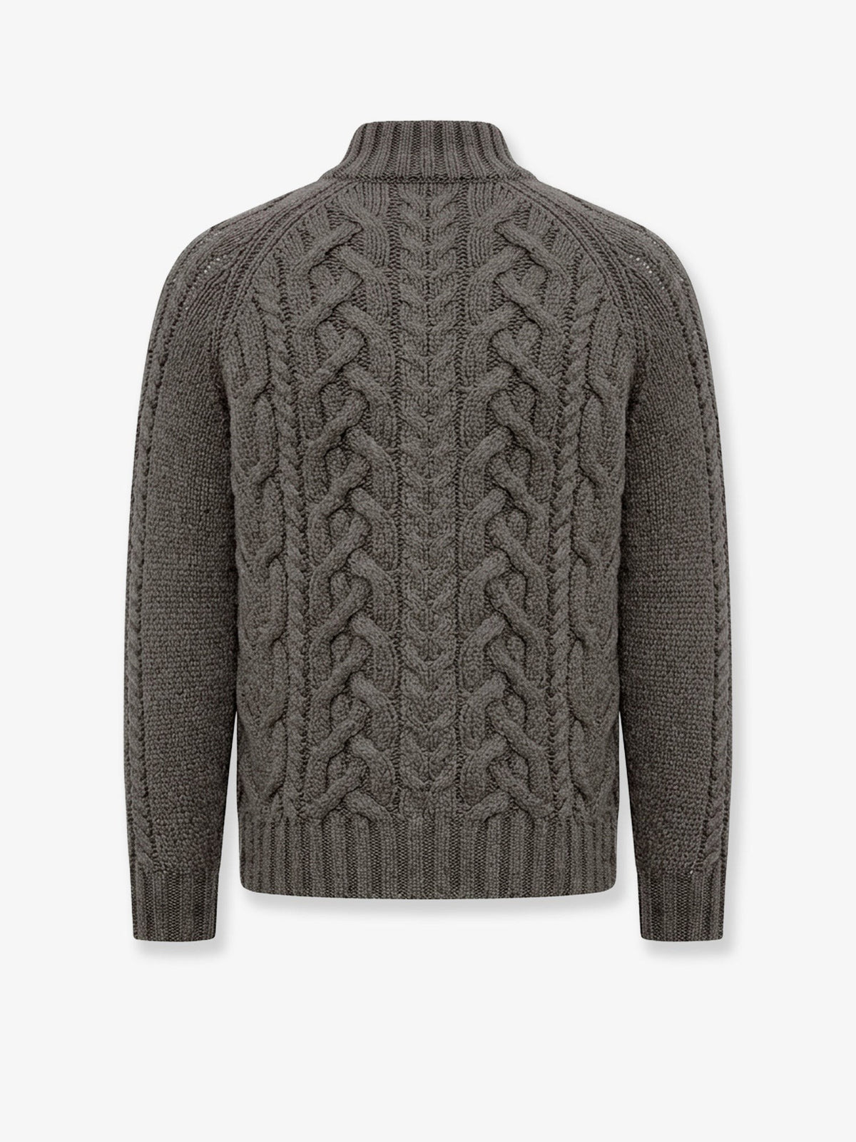 Cable knit cardigan with zip in cashmere 2