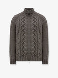 Cable knit cardigan with zip in cashmere
