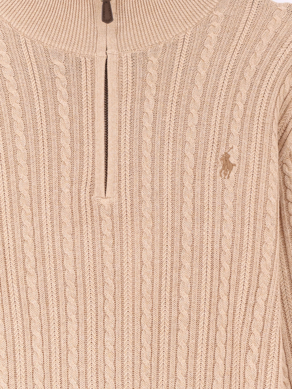 Cable knit cotton sweater with zip 3