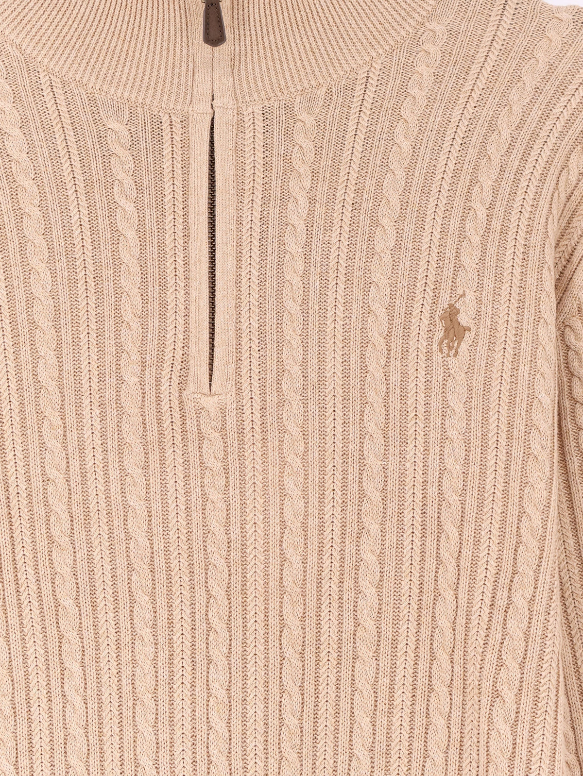 Cable knit cotton sweater with zip 3