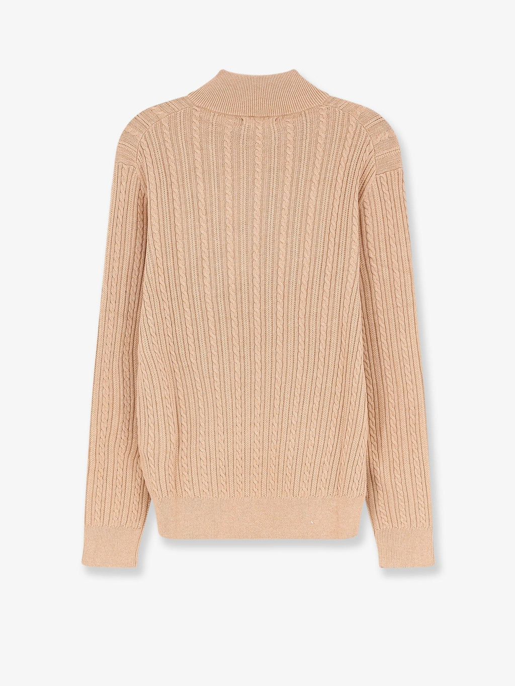 Cable knit cotton sweater with zip 2