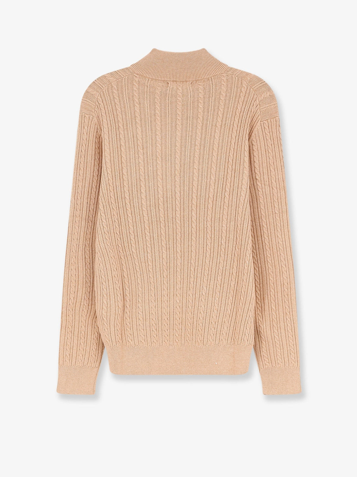 Cable knit cotton sweater with zip 2