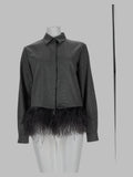 Camicia con Dettaglio in Piume