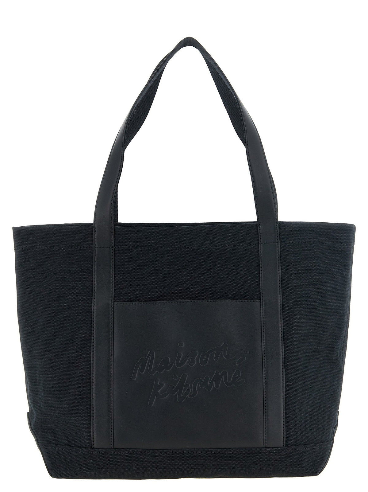 Canvas and large leather shopping bag