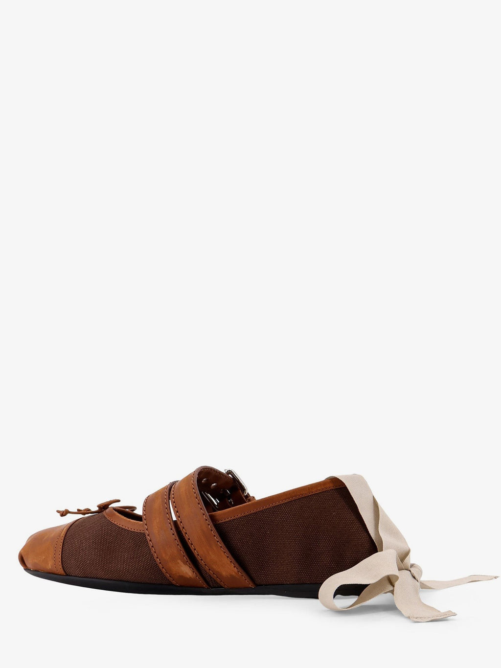 Canvas and leather blend ballerinas 3