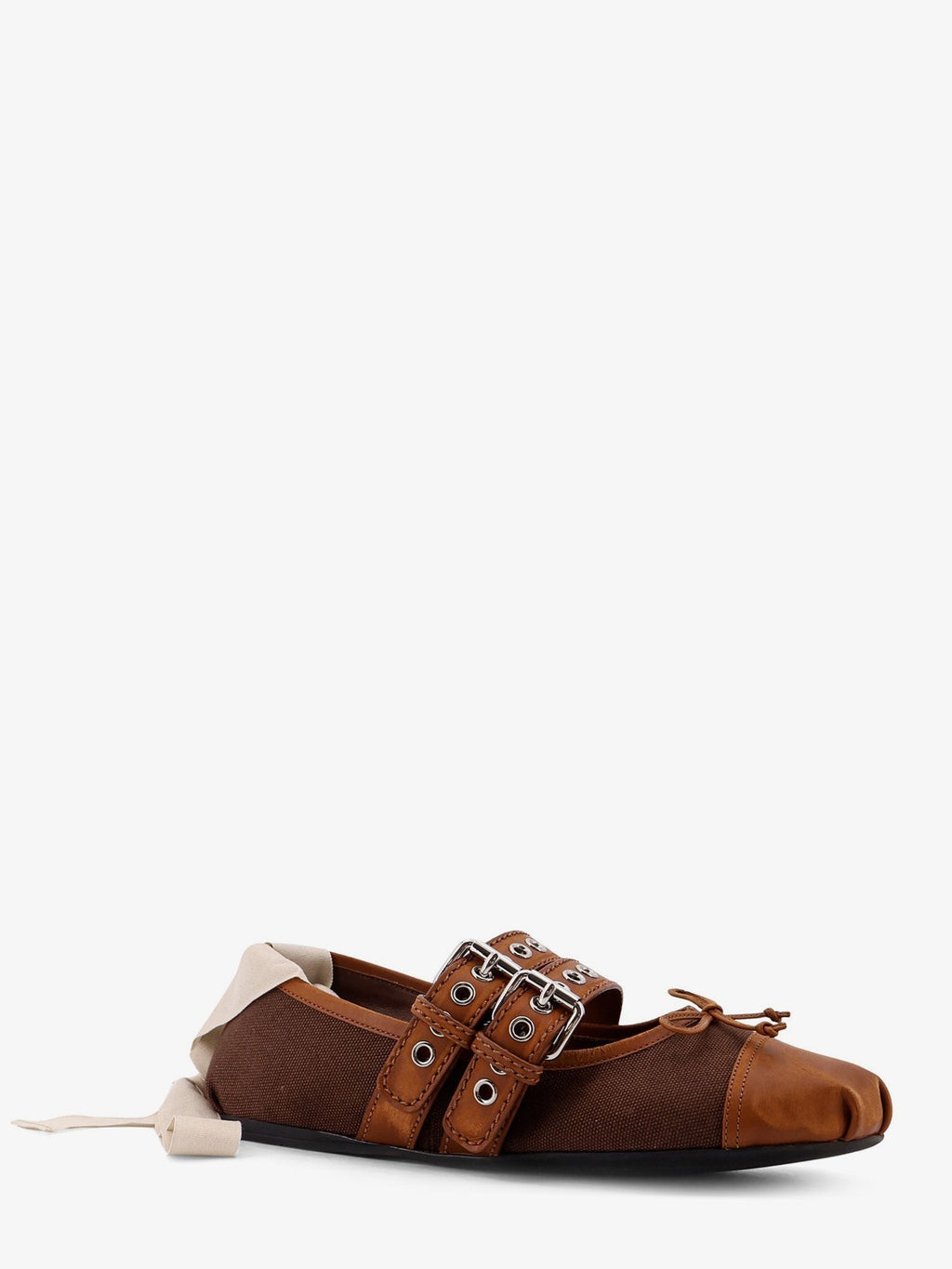 Canvas and leather blend ballerinas 2