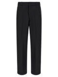 Canvas pants with pleat