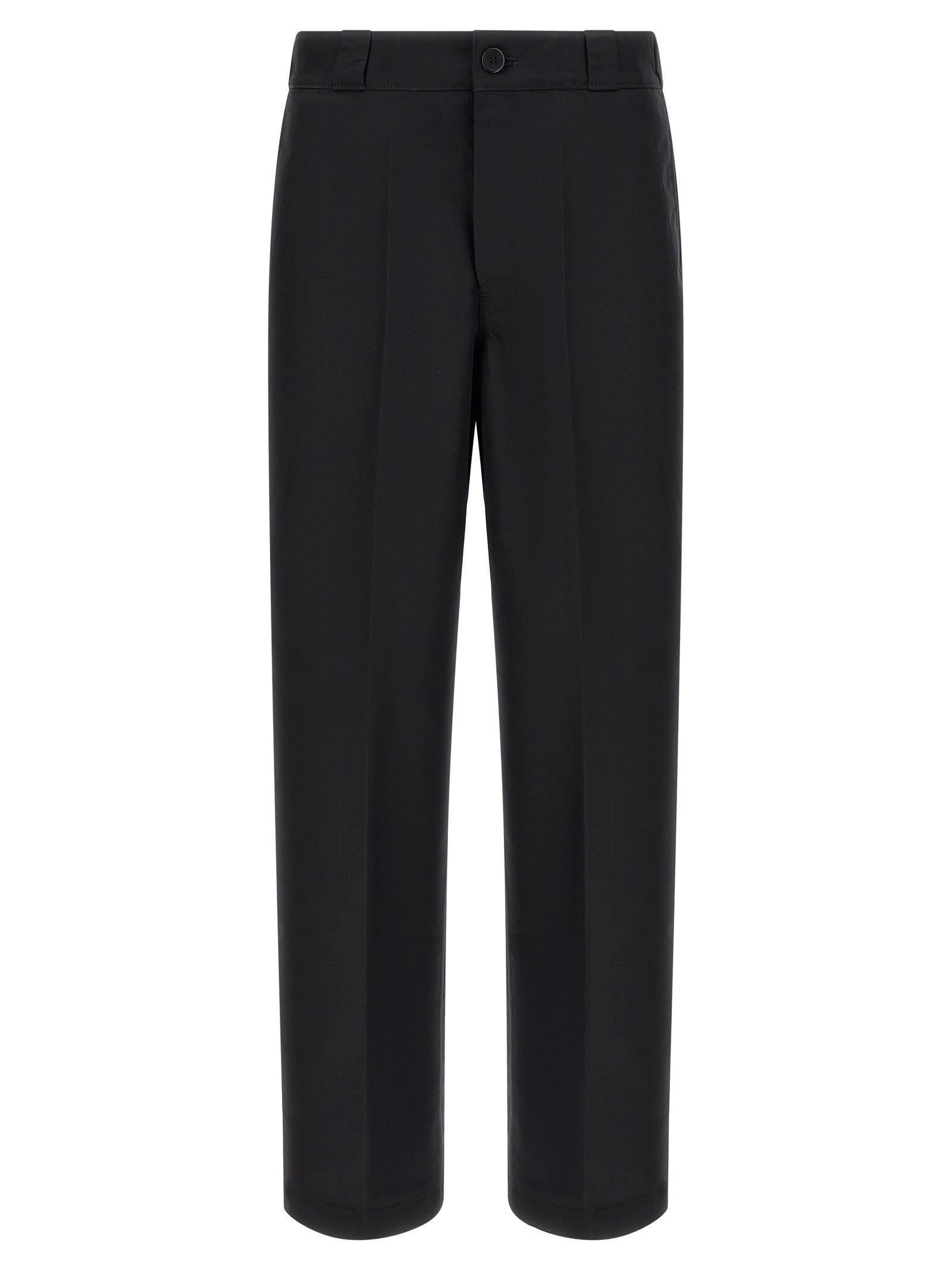 Canvas pants with pleat