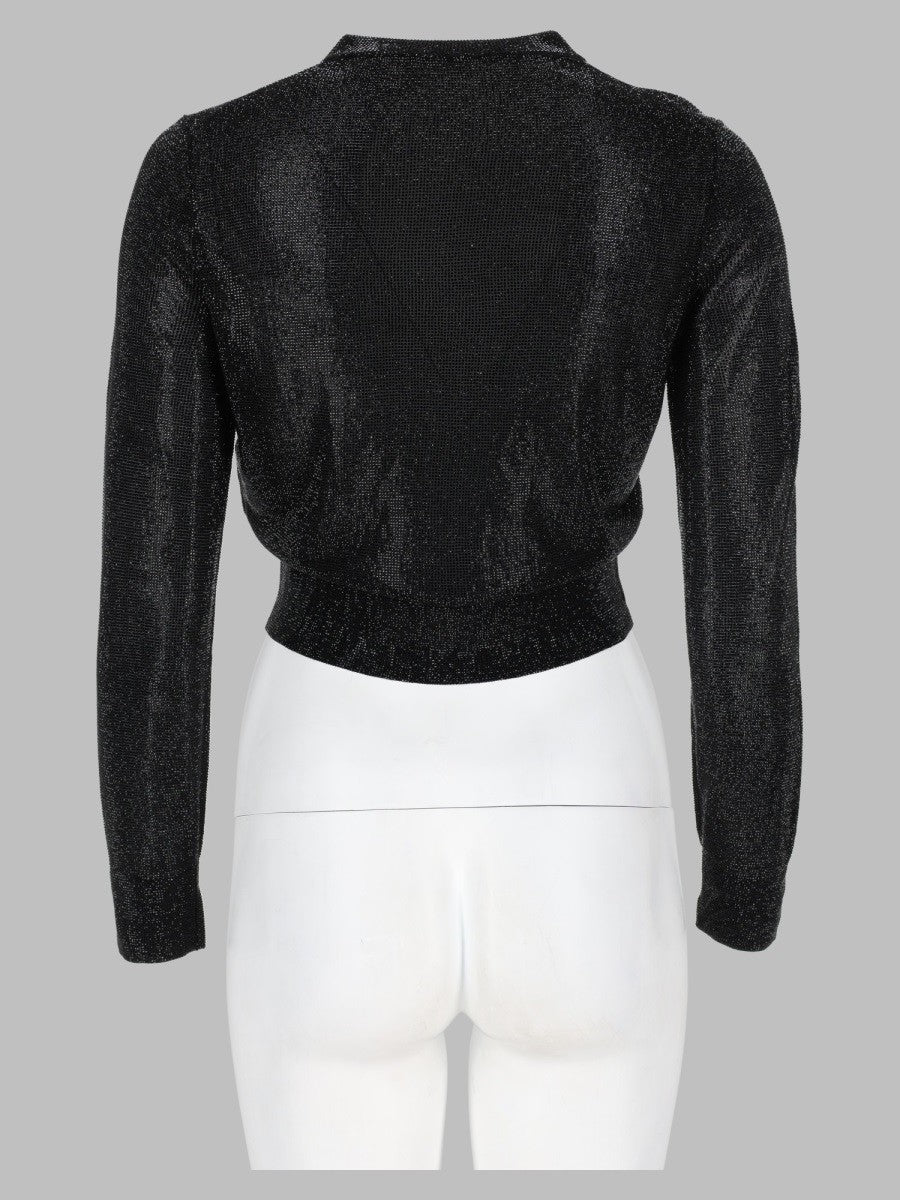 Cardigan Cropped con Perline Trasparenti 2