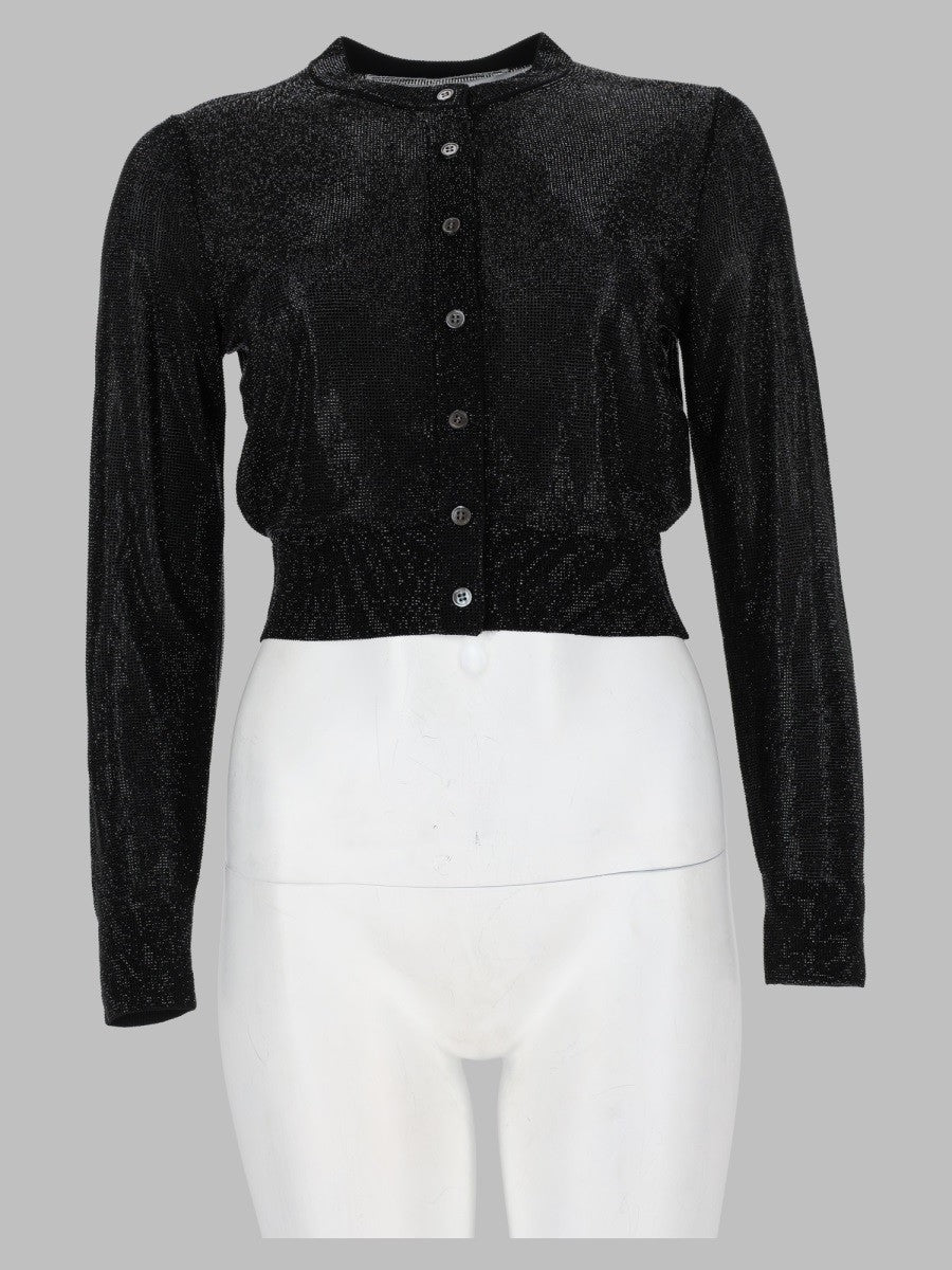 Cardigan Cropped con Perline Trasparenti