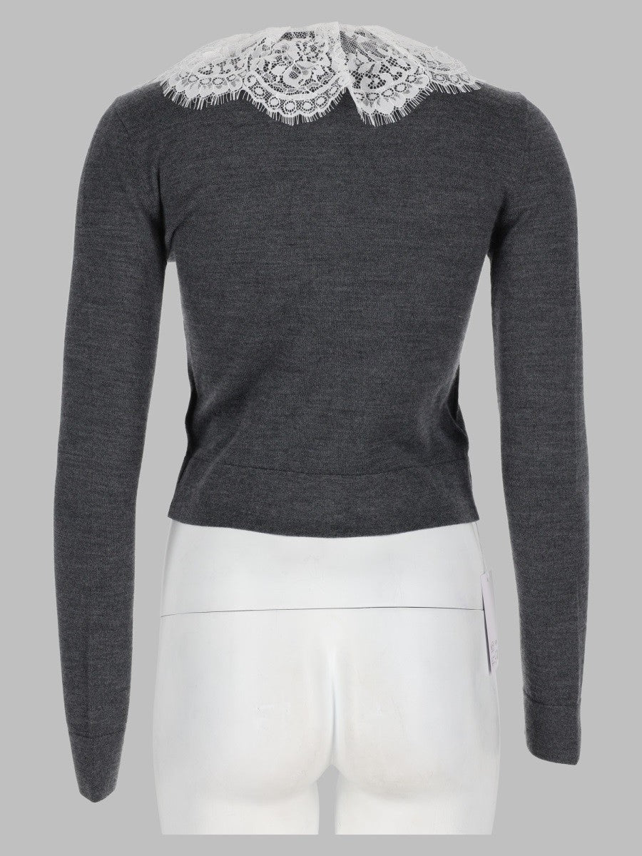 Cardigan in Lana con Colletto in Pizzo 2