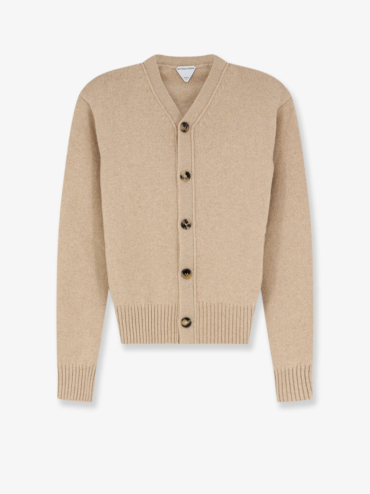Cashmere blend cardigan with Intrecciato logo patch