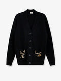 Cashmere cardigan with gold metal charms