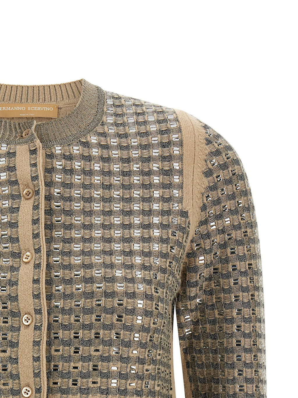 Check cardigan with crystals 3