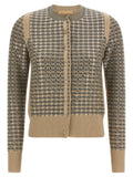 Check cardigan with crystals
