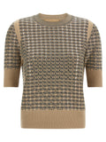 Check knit with crystals