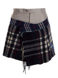 'Check Scarf Reworked' skirt