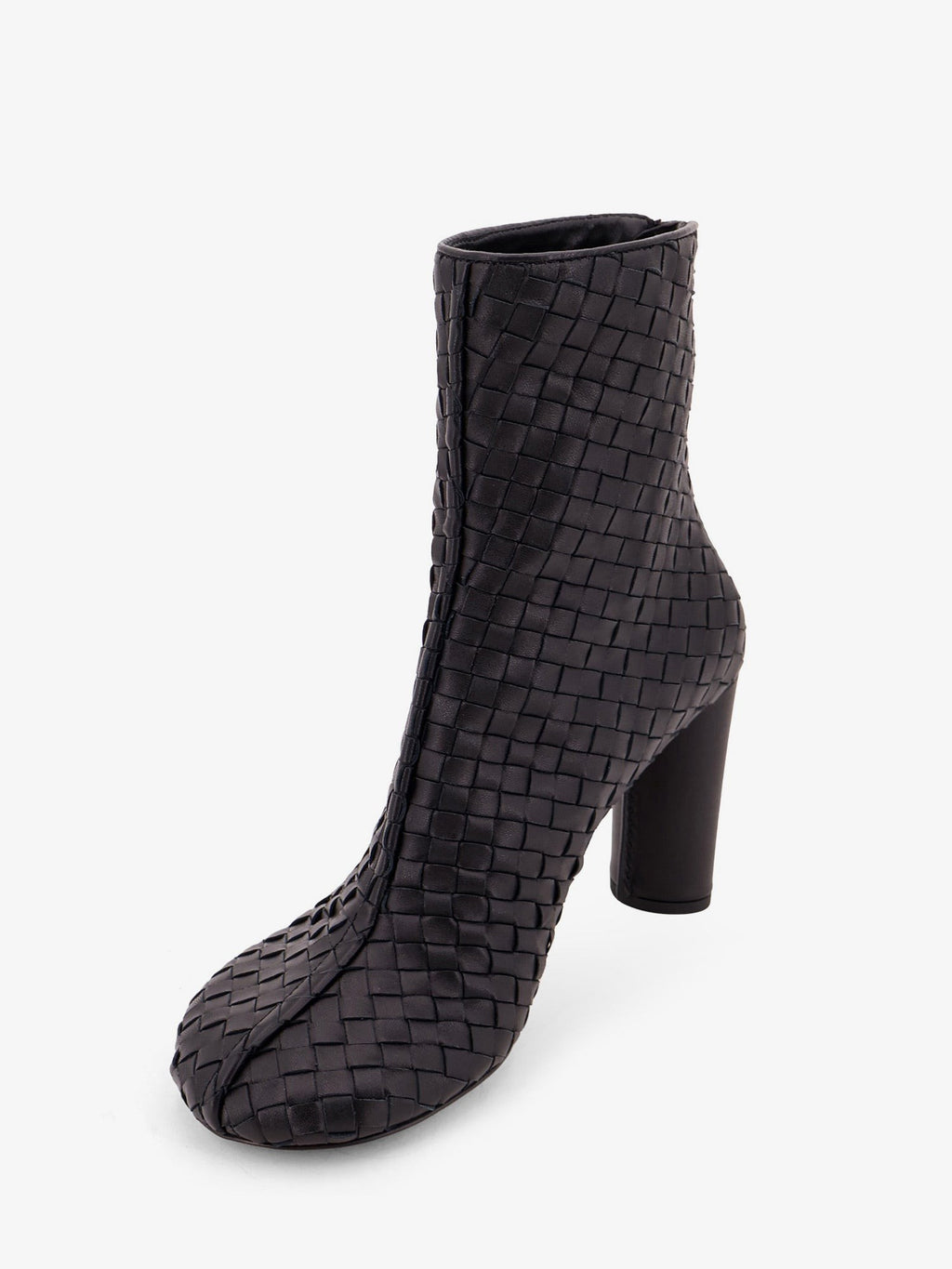 Cherry leather ankle boots with woven pattern 4