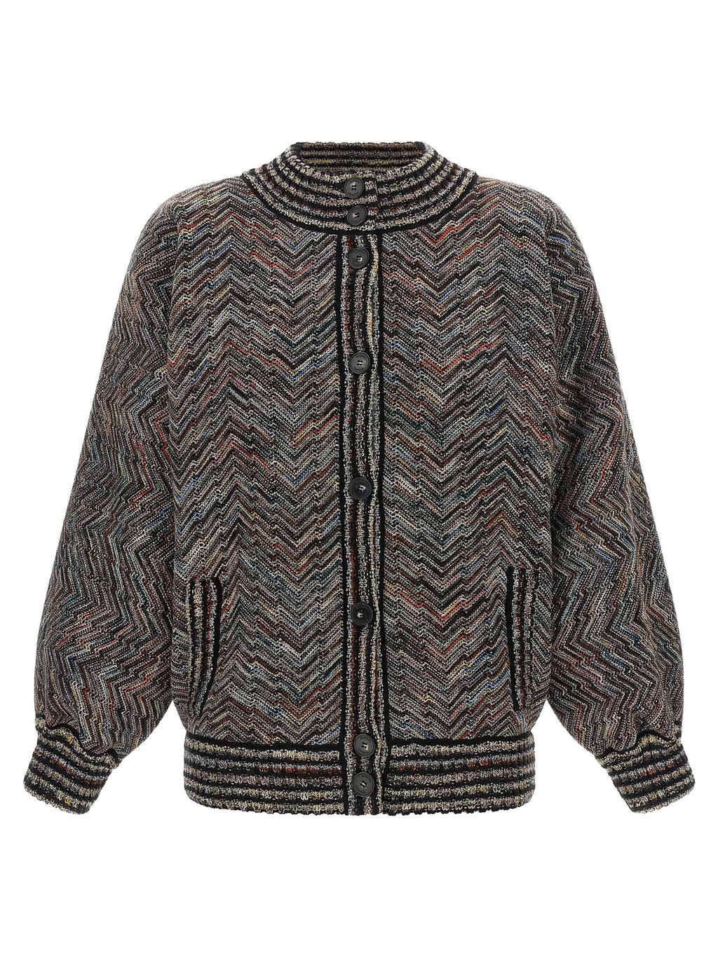 Chevron knit bomber jacket