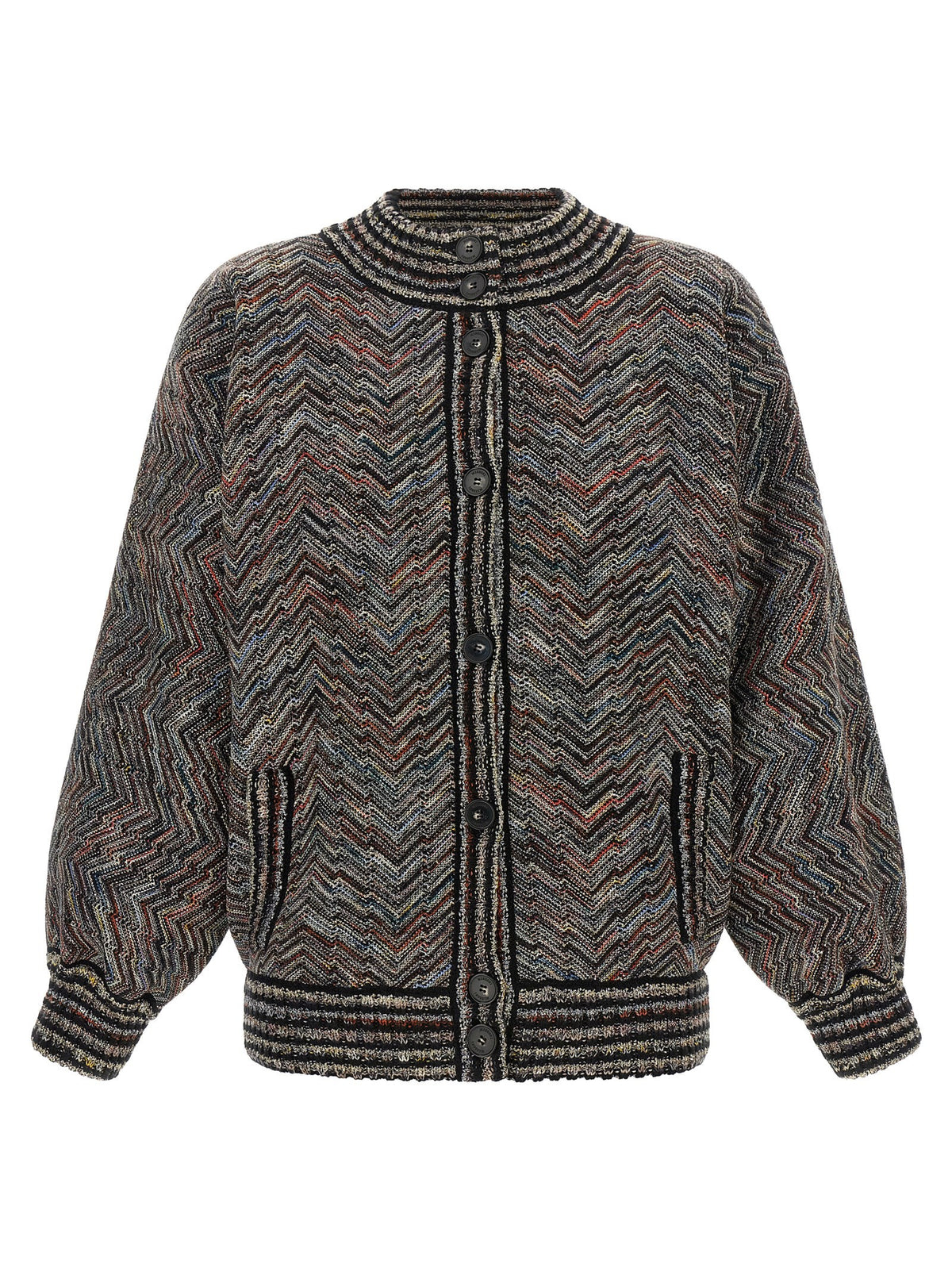 Chevron knit bomber jacket
