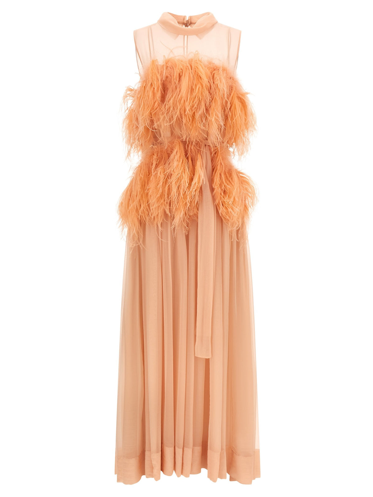 Chiffon and feather dress