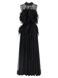 Chiffon and feather dress