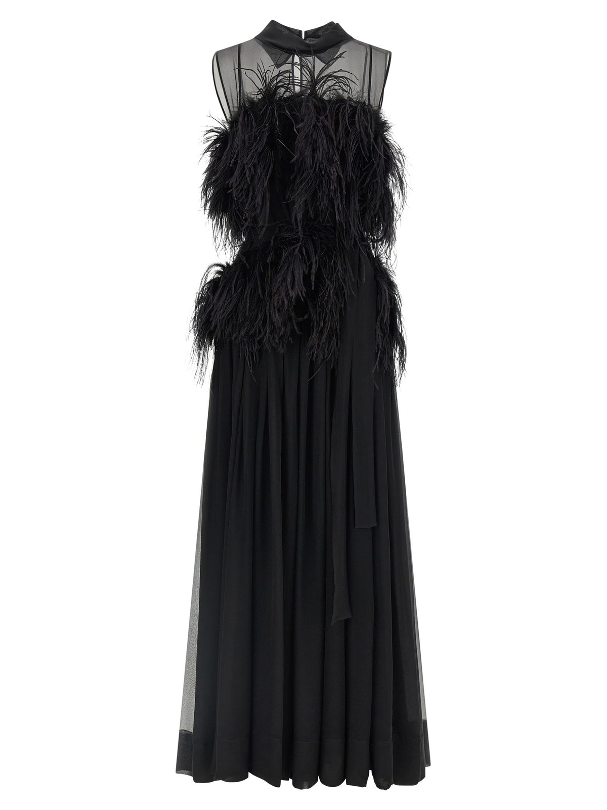 Chiffon and feather dress