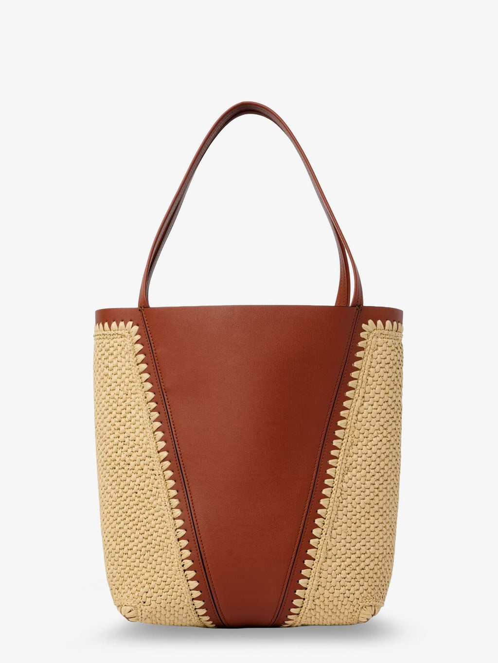 Chloé Spin leather and raffia shoulder bag 2