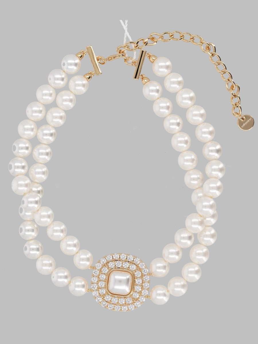 Collana Girocollo Con Perle E Cristalli