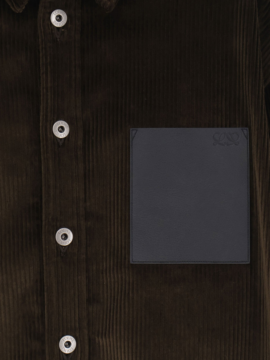 Corduroy shirt with leather pocket 3