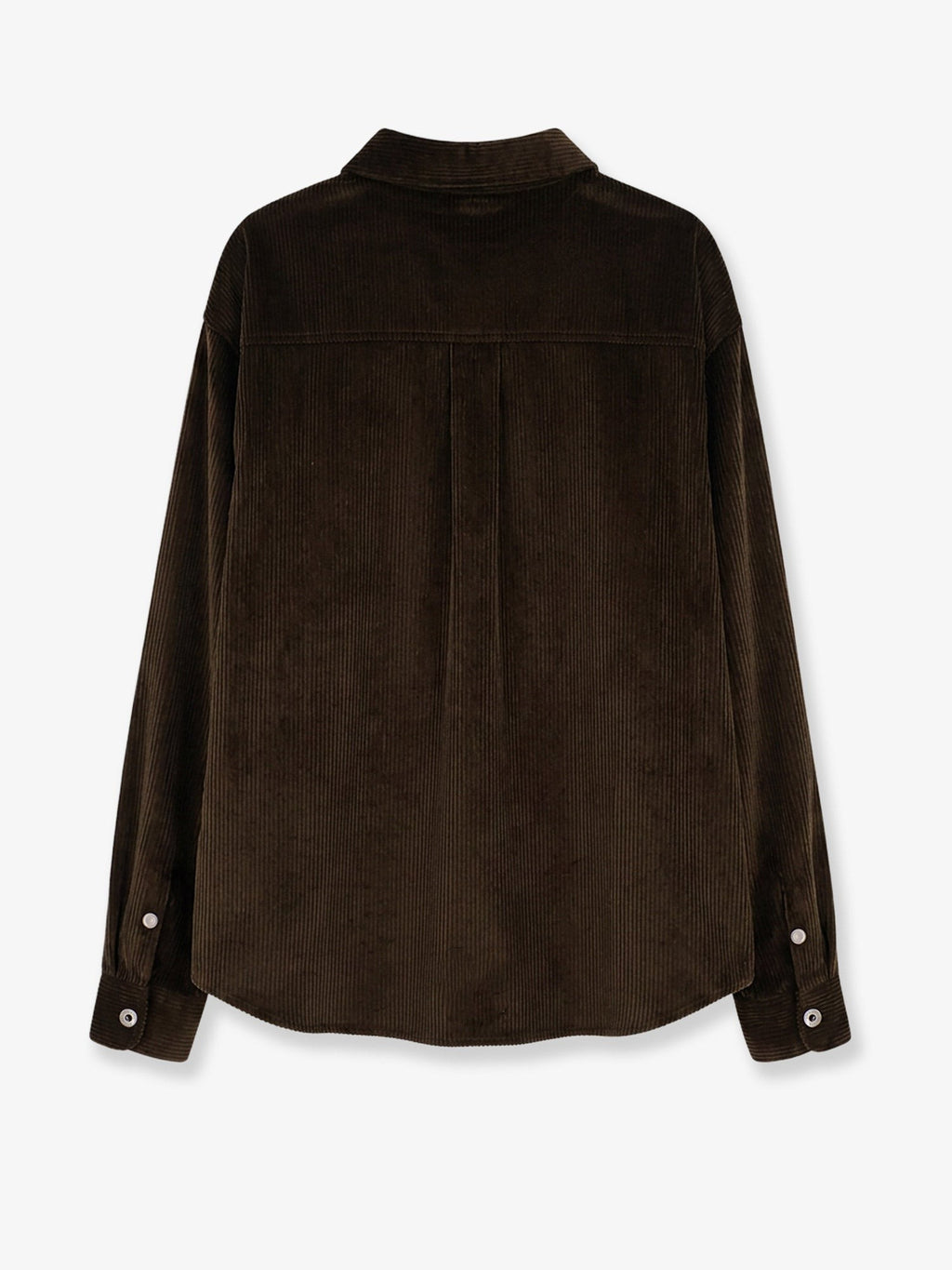 Corduroy shirt with leather pocket 2