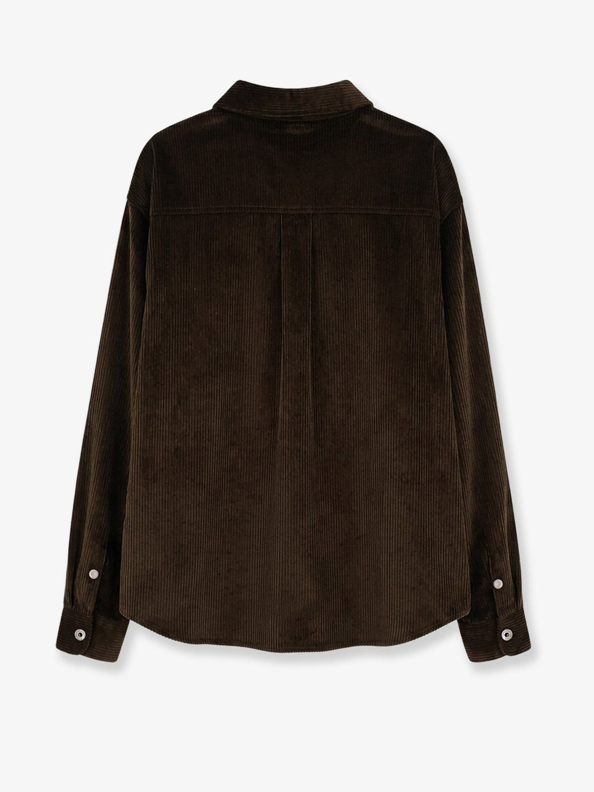 Corduroy shirt with leather pocket 2