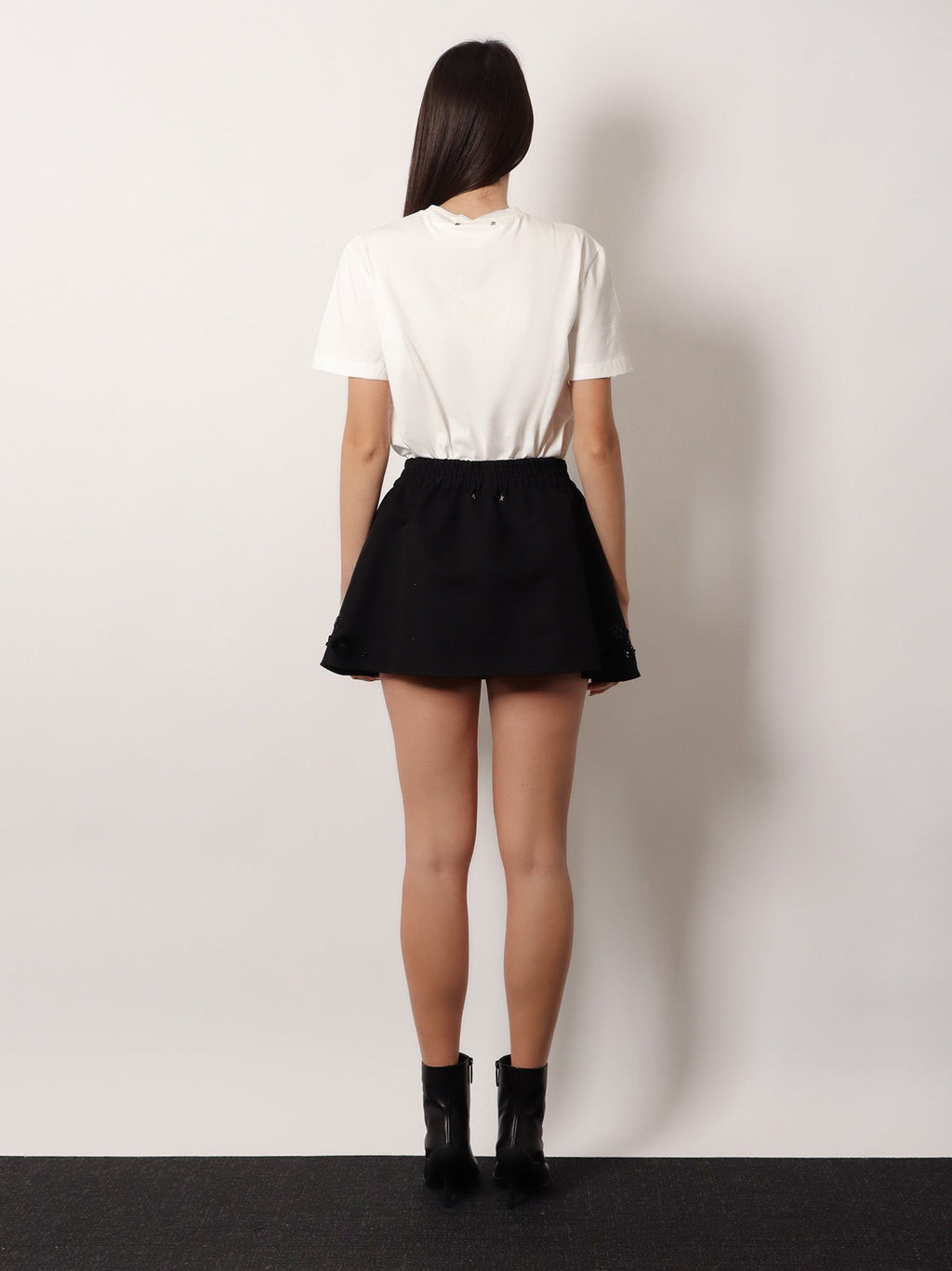 Cotton blend midi skirt with floral sequin and crystal details 4