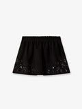 Cotton blend midi skirt with floral sequin and crystal details