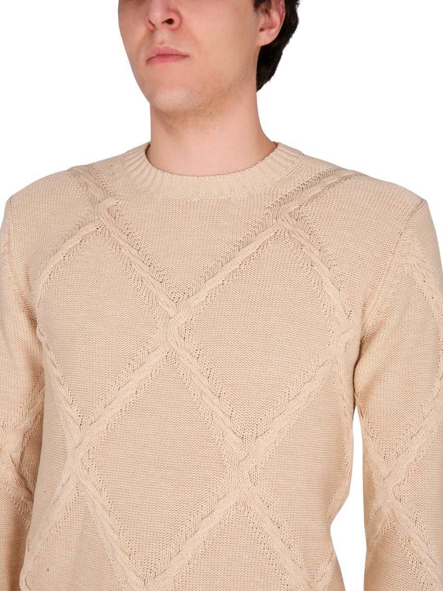 COTTON CABLE STITCH CREW NECK SWEATER 4