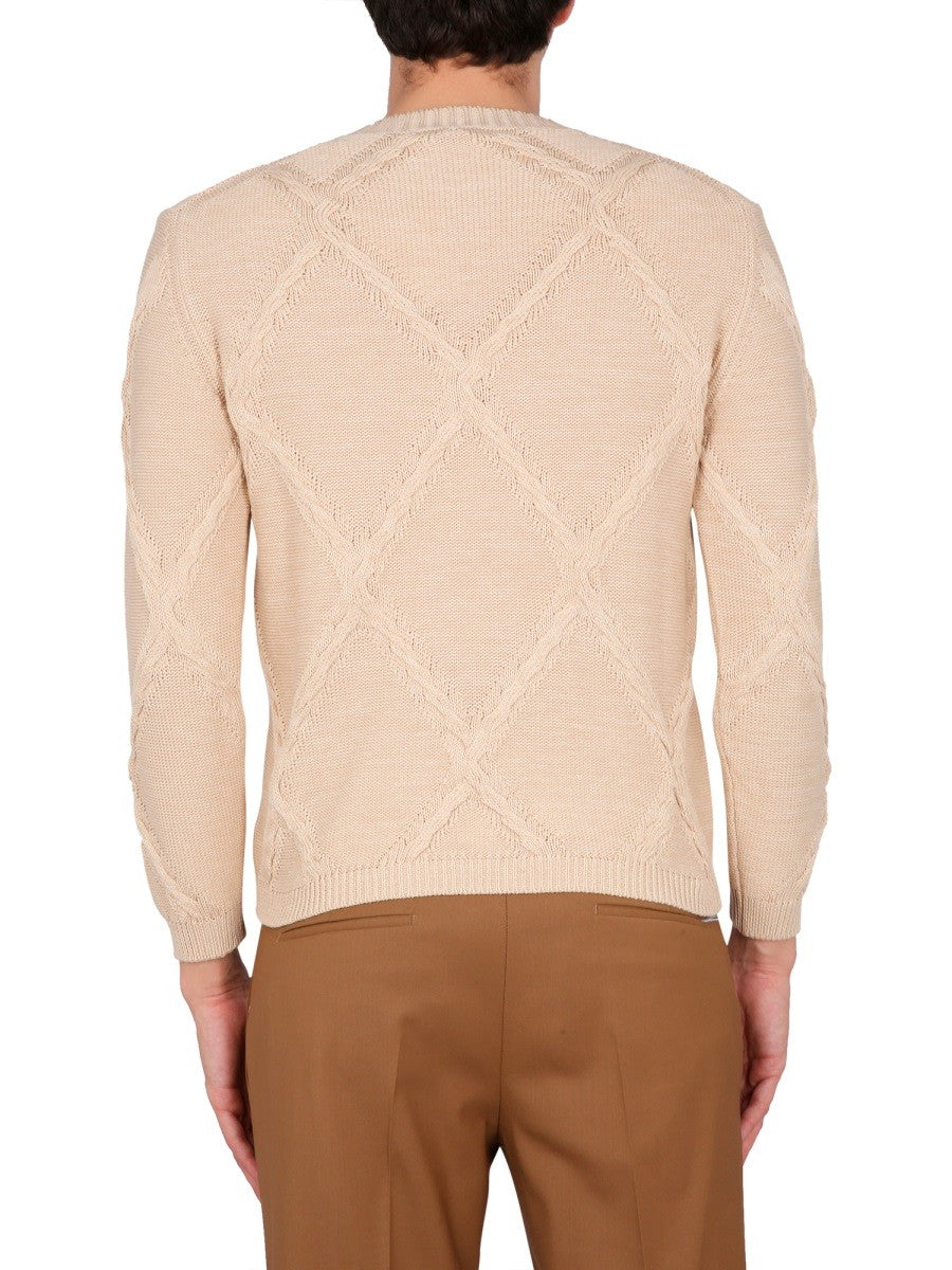 COTTON CABLE STITCH CREW NECK SWEATER 3