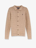 Cotton cardigan with braided knit