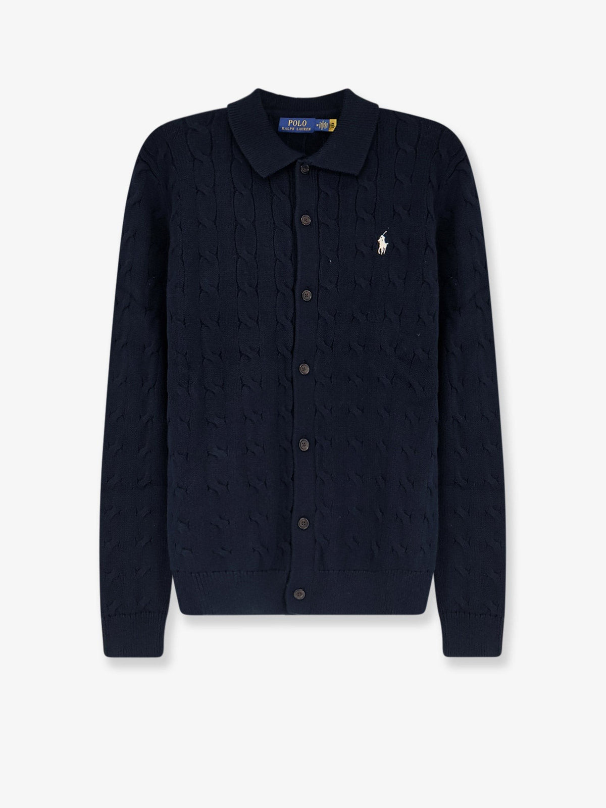 Cotton cardigan with braided knit
