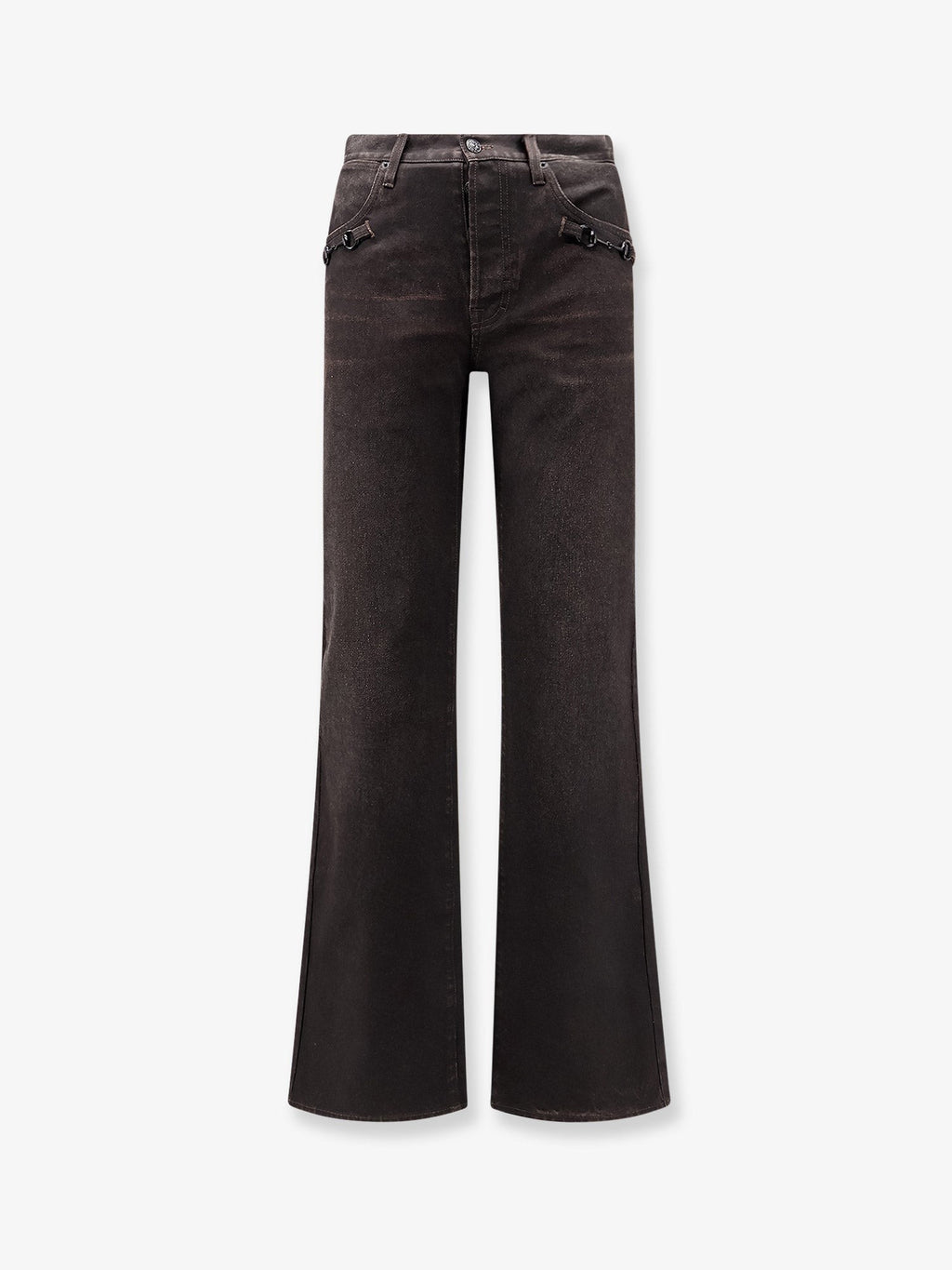 Cotton denim trousers with Horsebit detail