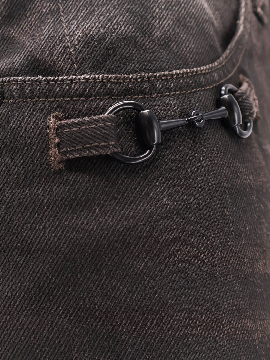 Cotton denim trousers with Horsebit detail 3