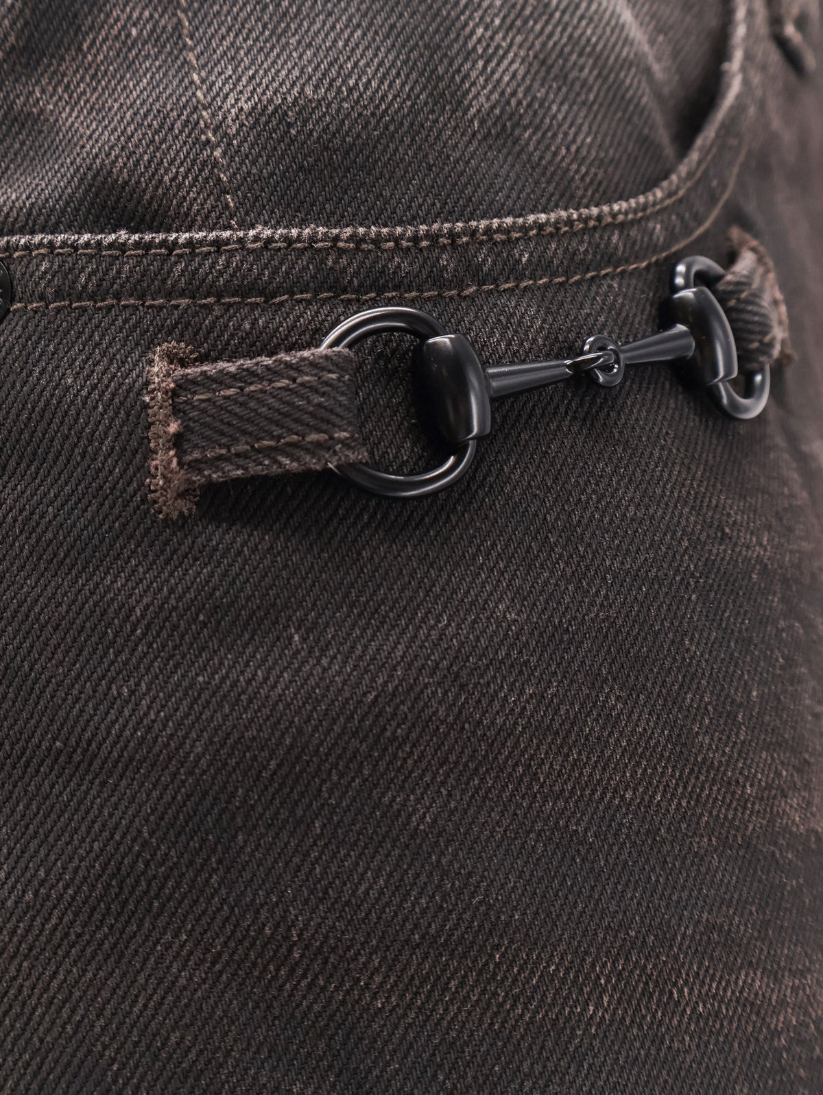 Cotton denim trousers with Horsebit detail 3