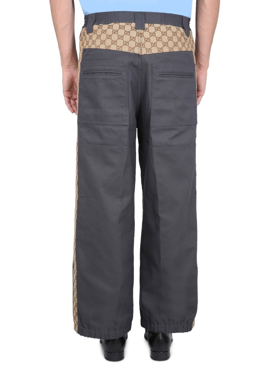 COTTON FABRIC PANTS WITH GG INSERTS 4