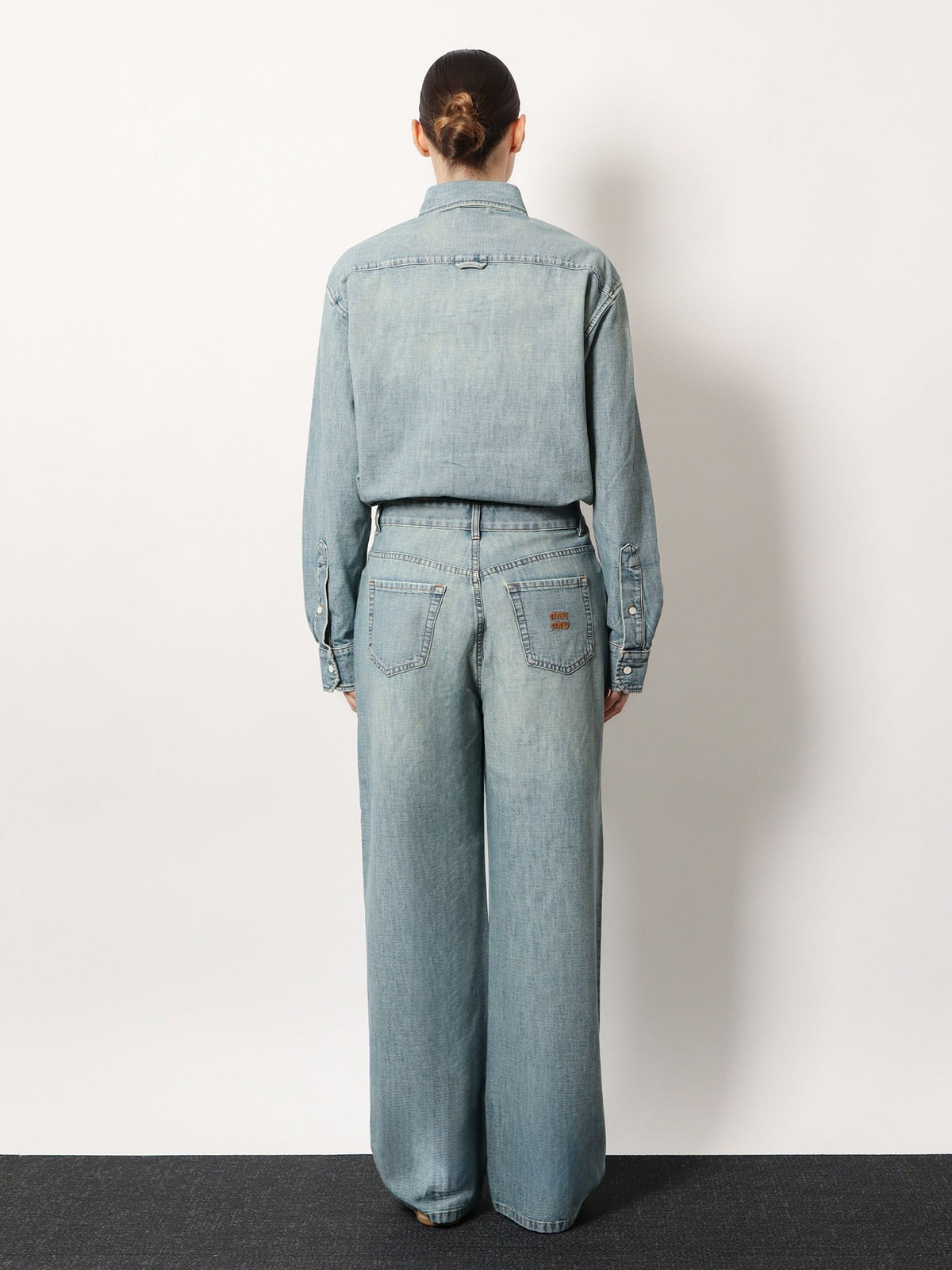 Cotton Jeans with Logo Lettering embroidery 3