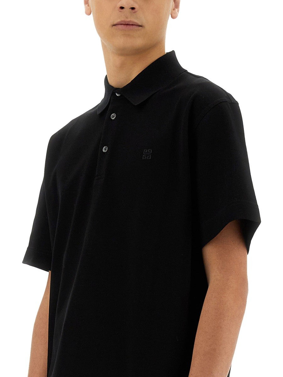 Piqué cotton polo shirt with 4g embroidery 4