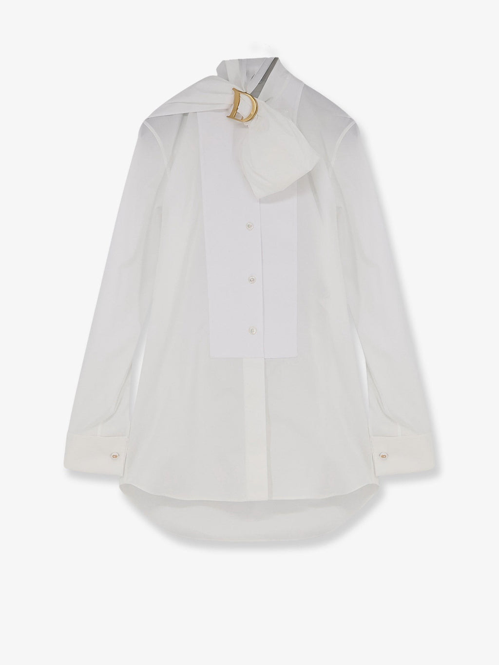 Cotton shirt with metal logo detail