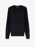 Cotton sweater with braided knit